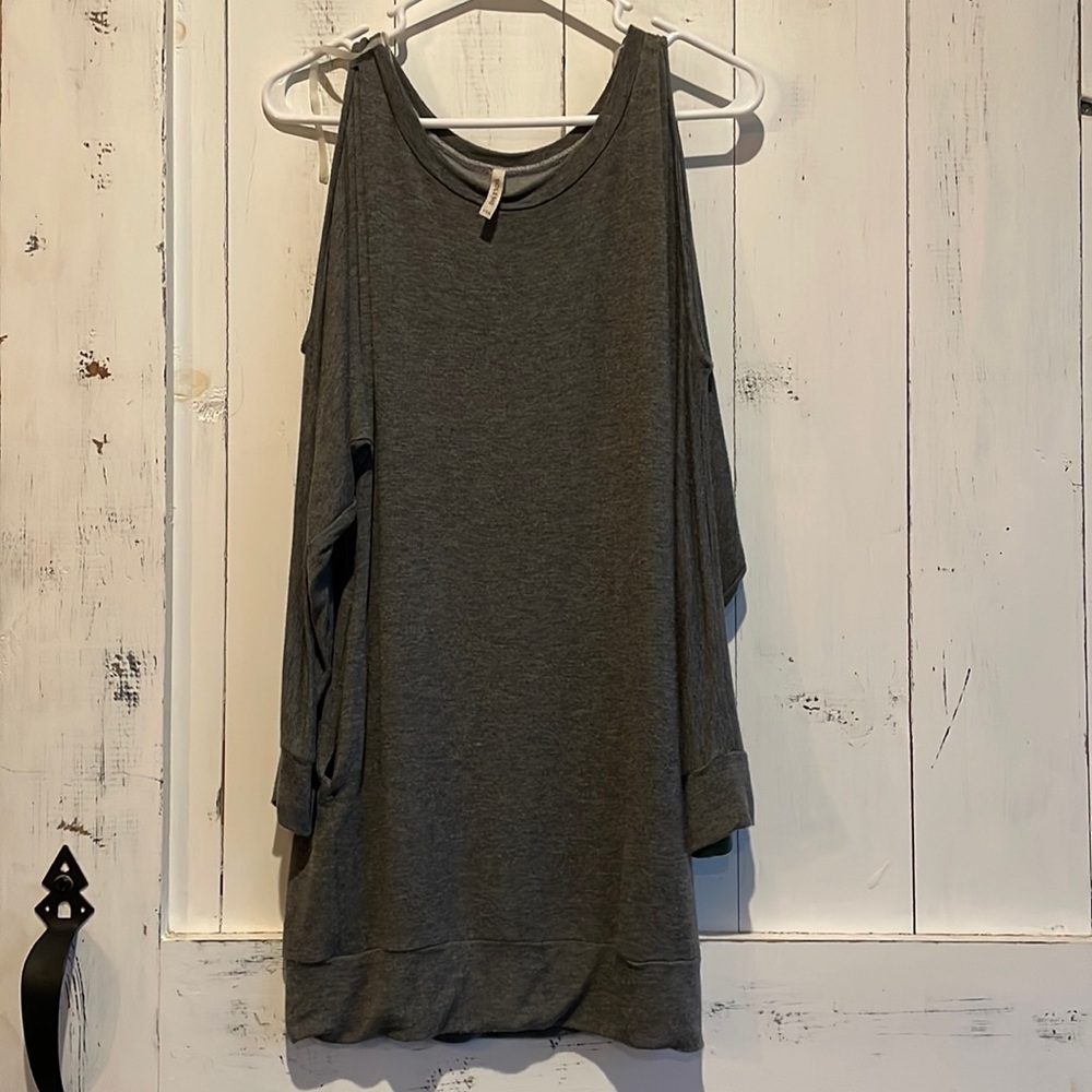 Solemio Grey Cold Shoulder Dress or Tunic